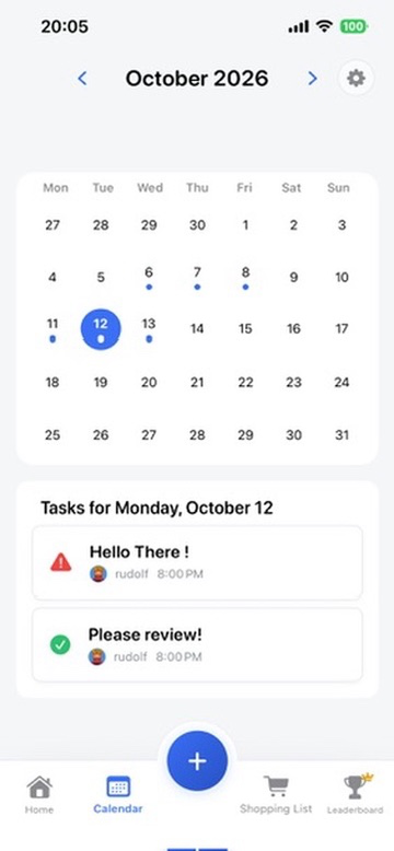 The household calendar for October